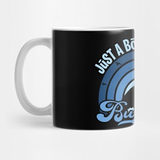 Funy Quote Just A Boy Who Loves A buzzards Blue 80s Retro Vintage Sunset Gift IdeA for boys Mug